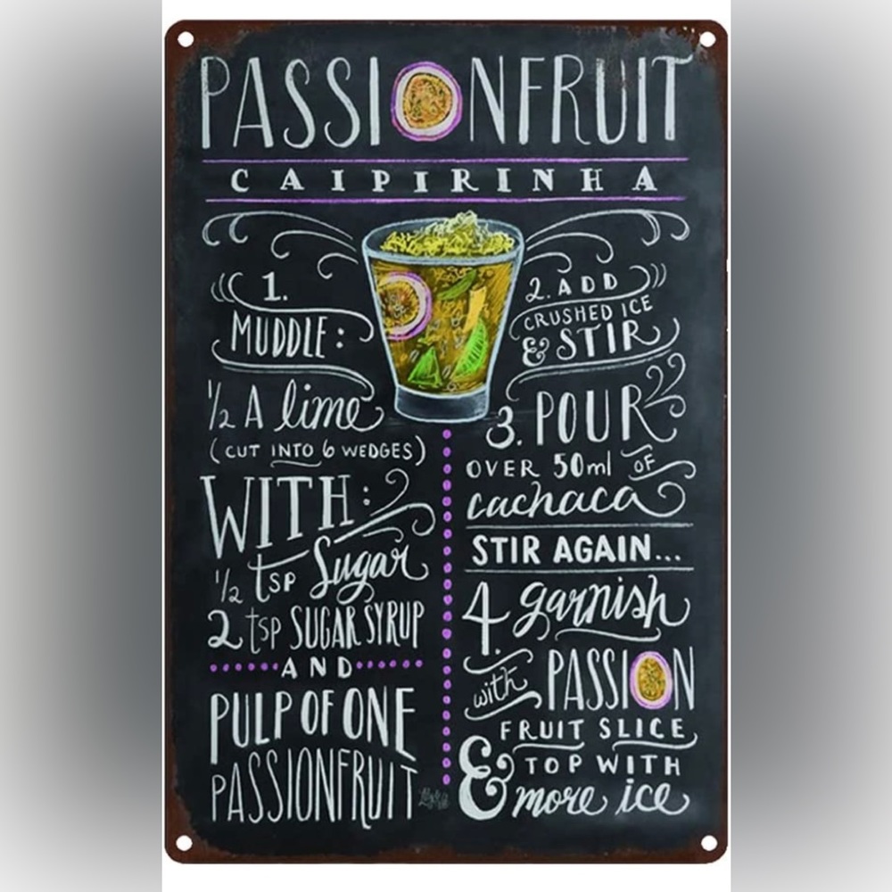 Cocktail Metal Tin Sign NWT